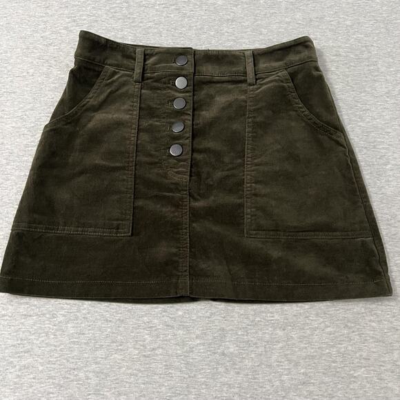 Forever 21 Skirt Womens XS Corduroy Button Front Pockets Mini Retro 70s Style - Picture 1 of 7
